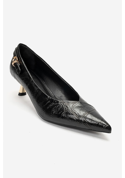 Luvi Shoes Archel Siyah Baskı Kadın Alçak Topuklu Ayakkabı