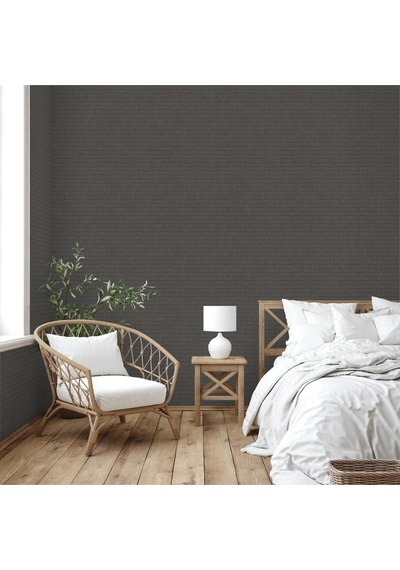 Muse Koleksiyonu 25102-6 Koyu Kahverengi Dokulu Silinebilir Nonwoven Vinil Duvar Kağıdı 1.06x15.6m