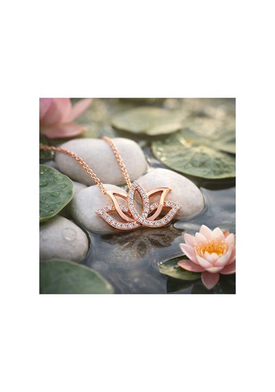 Gümüş Rose Lotus Çiçeği Kolye Gümüş Gümüş