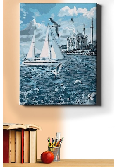 Webstyle Sayılarla Boyama Seti Kasnaklı Ortaköy'de Yelkenli 40 X 50 Cm