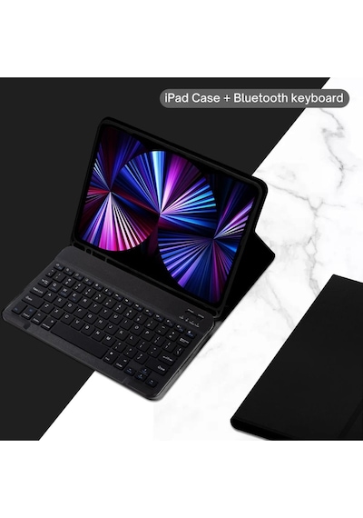 Apple Uyumlu iPad 8. Ve 9. Nesil 2020 /2021 10.2 Inç Tablet Bluetooth Klavyeli Kılıf Türkçe Klavye Kılıf