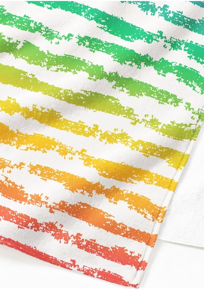 Çizgili Gökkuşağı Plaj Havlusu - Modern Renk Geçişli Havuz Deniz Hızlı Kuruyan Mikrofiber Havlu Kül Melisa