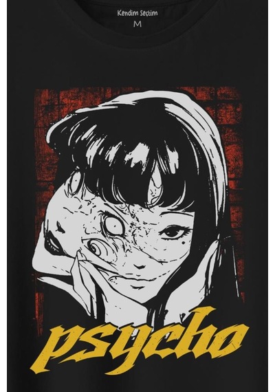 Psyco Manga Gothic Dark Baskılı Tişört Unisex T-shirt 001