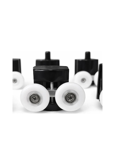 Duşakabin Tekeri, Krom 8 Li Takım, 24 Mm Çap, Alt Üst Takım, Cam, Kabin Tekerleği, Dayanıklı Siyah