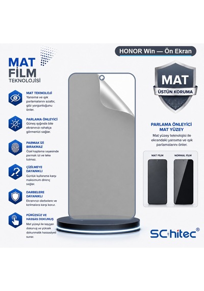 Schitec Honor Win Uyumlu Ön Yüzey Mat Hidrojel Ekran Koruyucu 06358739