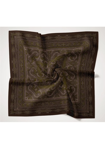 Silk Home Viskon Velora Eşarp Dört Mevsim Koyu Kahverengi 90x90 Çok Renkli