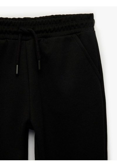 Koton Beli Lastikli Cepli Basic Jogger Eşofman Altı Siyah 7wkb40073tk