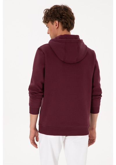 U.S. Polo Assn. Erkek Regular Fit Kapüşonlu Şardonlu Bordo Basic Sweatshirt 50315582-VR177