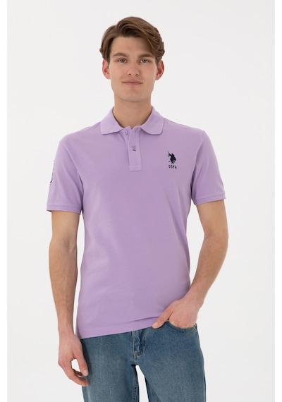 U.S. Polo Assn. Erkek Slim Fit Polo Yaka Lila Basic Tişört 50305929-VR034