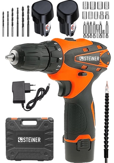 Steiner Titan 36 V Metal Şanzuman Çift Akülü Şarjlı Vidalama + Set Turuncu