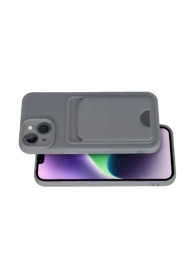 Apple Uyumlu   iPhone 14 Kılıf Kelvin Kartvizitli Silikon - Gri