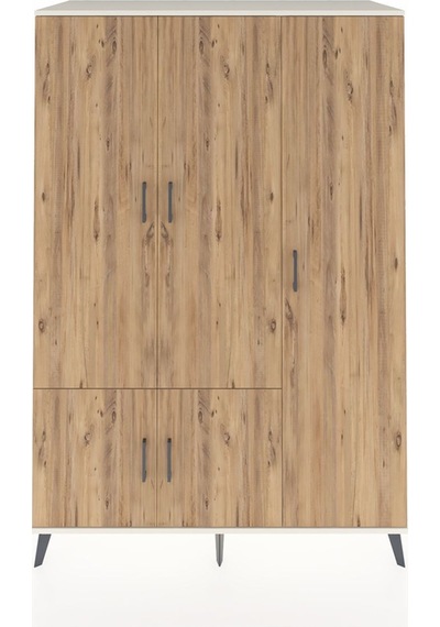 Kronos Dolap 7 Raflı 5 Kapaklı Tek Askılı 132x59x195 Aytaşı-çam/çam Atlas Çam/atlas Çam
