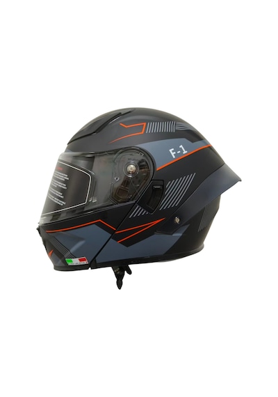 Ws-210 Güneş Vizörlü Çene Açılır Kask Siyah Gri Turuncu Şeffaf Vizörlü İtaly Dizany