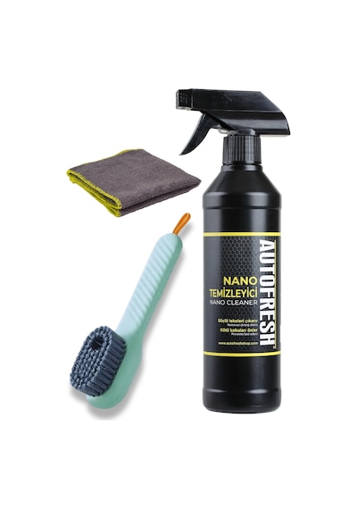 Autofresh Nano Temizleyici 500 Ml Set Yeni Formül Güçlü Etki Mikrofiber Bez Ve Hazneli Fırça Hediyeli