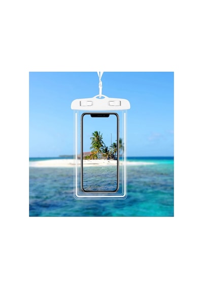 Su Geçirmez Telefon Kılıfı Havuz Deniz Yağmur Da Kullanım Boyun Askı İpli Waterproof Phone Case Beyaz