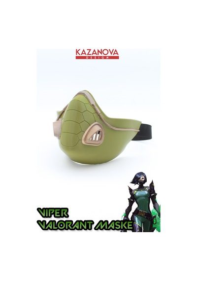 Kazanova Design Viper Maskesi Lastikli Giyilebilir Gerçek Boy Valorant Cosplay