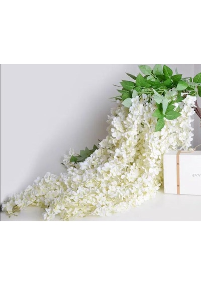 Sarkan Yapay Çiçek Akasya Beyaz 80 Cm 3 Sarkan Dallı 12 Adet Bağ