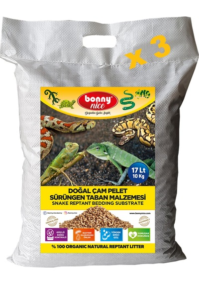 Bonny Nice Doğal Çam Pellet Sürüngen Taban Malzemesi 17 l x 3 Pk