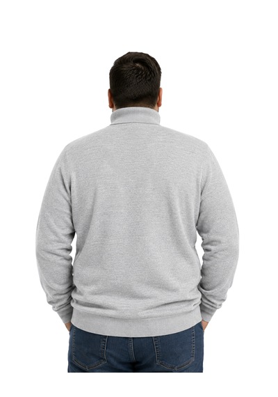 Battalmoda Erkek Büyük Beden Gri Tam Balıkçı Triko Kazak 3xl-4xl-5xl-6xl
