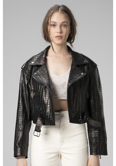 Dericlub H.quınn Crop Biker Kadın Deri Mont