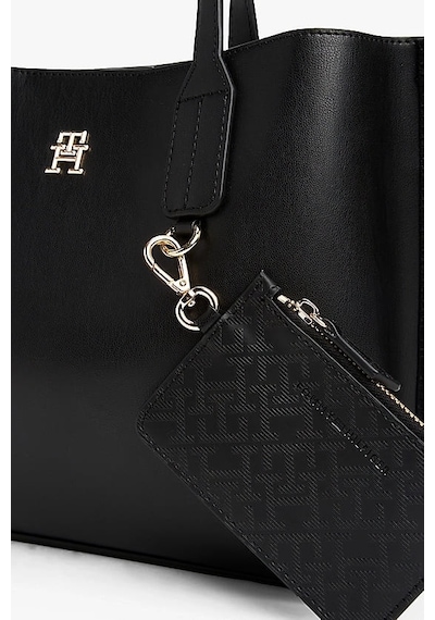 Tommy Hilfiger Kadın Th Webbing Strap Tote El Çantası - Siyah Black