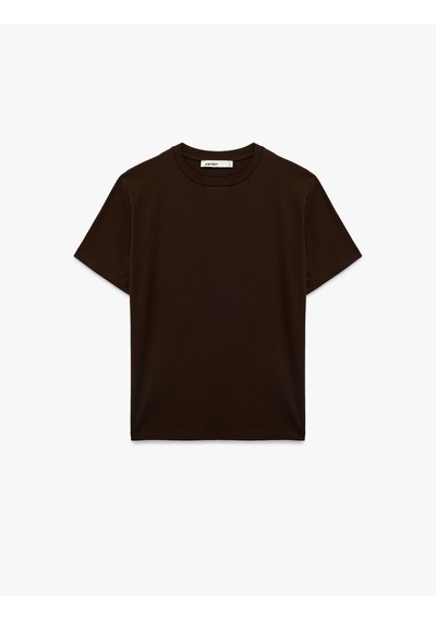 Koton Pamuklu Kısa Kollu Bisiklet Yaka Oversize Basic Tişört Kahverengi 6sak50170ek Kahve