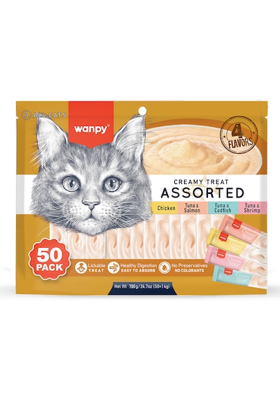 Wanpy Sıvı Karışık Yetişkin Kedi Ödül Çubuğu 2'li 25 x 14 G