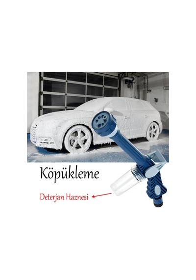 Bahçe Sulama Araç Yıkama Köpürtme Tabancası 8 Fonksiyonlu Deterjan Hazneli Hortum Bağlantılı 1