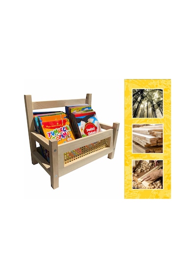 Ahşap Montessori Bank Kitaplık ve Dergilik