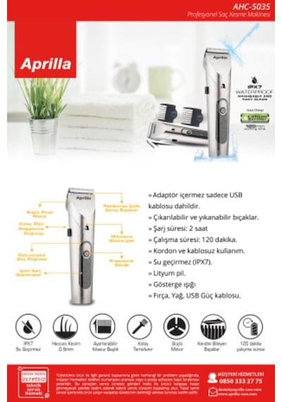 Ahc 5035 Tıraş Makinesi Profesyonel Şarjlı Erkek Saç Sakal Kesim