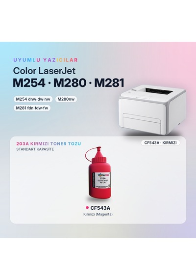 Hp 203a Cf543a Toner Tozu Kırmızı 45gr / Color Laserjet Pro M254 / M280 / M281