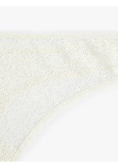 Koton Transparan Dantelli String Külot Ekru 5slk30258mk Ekru