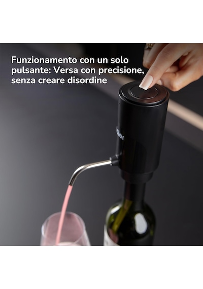 Haier Premium Şarj Edilebilir Dokunmatik Şarap Havalandırıcı & Şarjlı Dağıtıcı Dekantör 250 Ml. Siyah