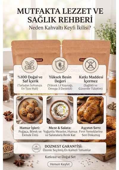Doznest Kahvaltı Keyfi İkilisi: Çörek Otu 100 Gr Ve Susam 100 Gr
