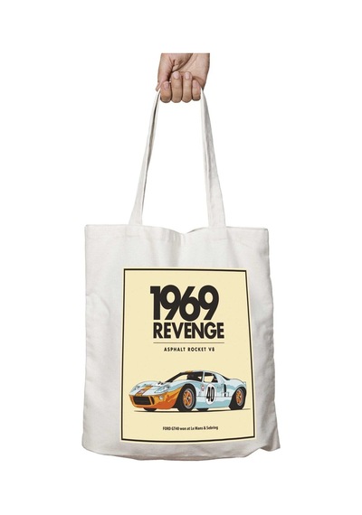 Art Hediye 1969 Revenge Gt40 Classic İki Tarafı Kalıcı Baskılı Yıkanabilir Okul Plaj Omuz Bez Çantası Çok Renkli