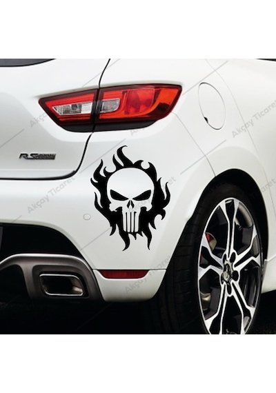 Alevli Kuru Kafa Sticker Alev Sticker Araba Oto Sticker