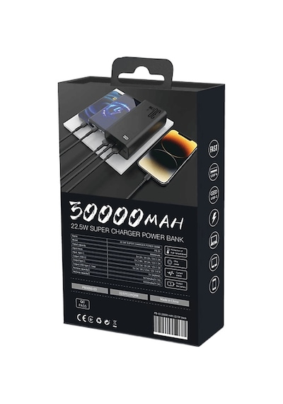 Piili Tornado 30.000 Mah Powerbank Siyah