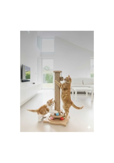 Kedi Tırmalama Çubuğu Ve Oyuncağı - Dikey - 72cm