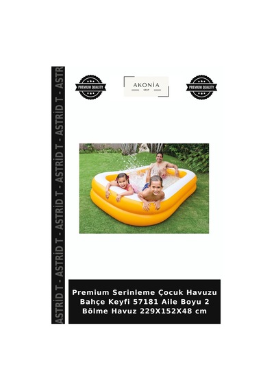 Premium Serinleme Çocuk Havuzu Bahçe Keyfi 57181 Aile Boyu 2 Bölme Havuz 229x152x48 Cm Çok Renkli