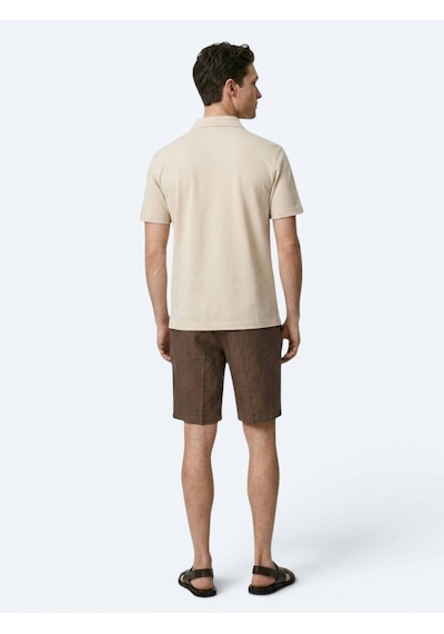 Kip Bej Düz Pamuk Karışımlı T-shirt