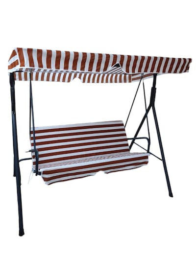 Salıncak Minder Seti Tenteli Kahverengi Beyaz 2 Kişilik Süngerli 130x45x3cm Kahverengi - Beyaz
