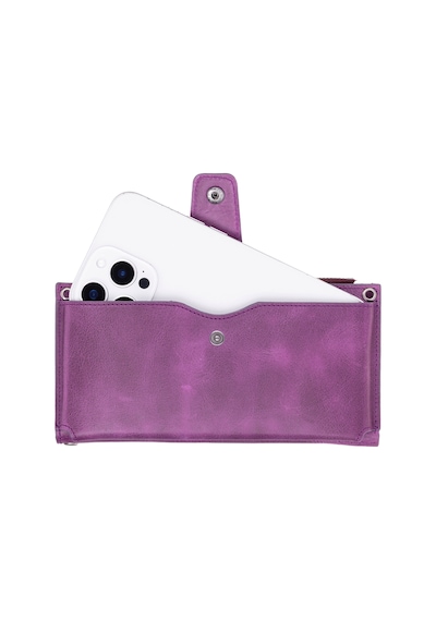 Bloominbag Lozan Strap Mulberry Velvet Gerçek Deri Çapraz Askılı Cüzdan Çanta Mor