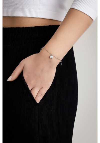 So Chic Minik Kelebek 18 Ayar Beyaz Altın Kaplama 20 Cm Gümüş Minimal Bileklik