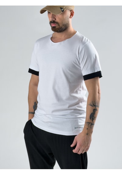 Cocopelli Oversize Siyah Parçalı Beyaz Erkek T-shirt Coc3075