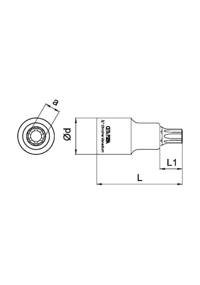 Ceta Form 1/2" Torx Uçlu Lokma Kısa Tip - T30 X 55 Mm
