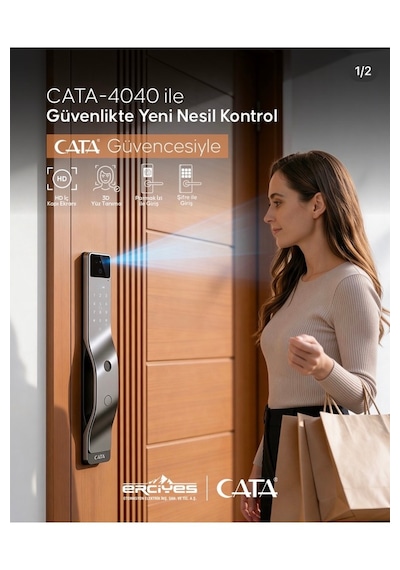 Cata Ct-4040 Akıllı Kameralı Kapı Kilidi 3d Yüz Tanıma, Parmak İzi, Şifre, Kart Ve Tuya Smart Kontrolü