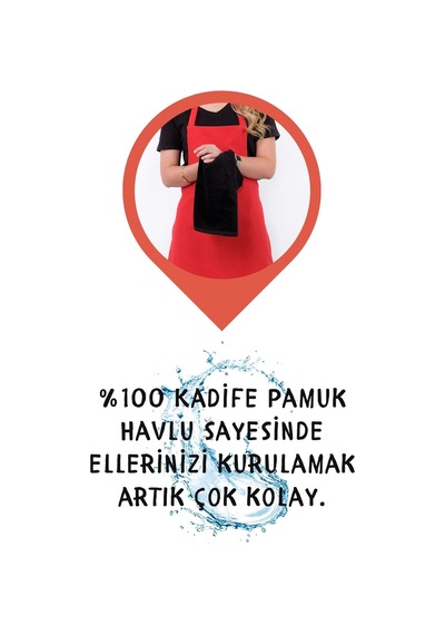 Star Ayar Askılı Havlulu Mutfak Önlüğü Seti Havlulu Önlük Kırmızı-siyah
