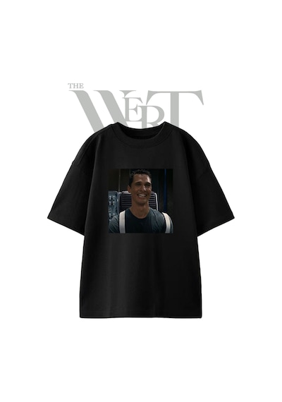 Thewert Matthew Mcconaughey 1 Tasarım Baskılı Ünisex Siyah Oversize T-shirt