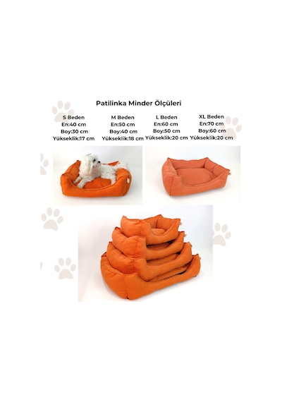 Patilinka Kedi Köpek Minderi Turuncu Yumuşak Minder Yatak S