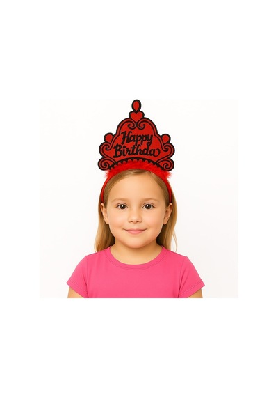 Kırmızı Happy Birthday Doğum Günü Prenses Tacı
